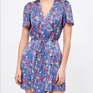 Zara silk floral blue dress